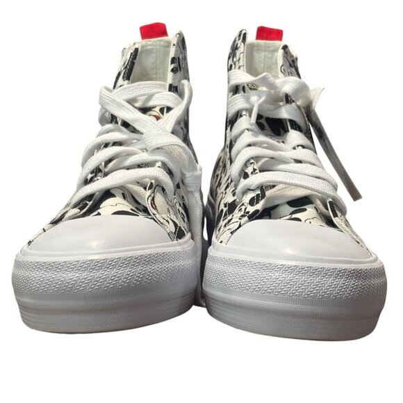 Disney Mickey Mouse High Top Sneakers Canvas Print Womens US 9 Red Black Design - Picture 11 of 13